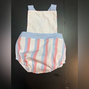 The Beaufort Bonnet Company Sayre Sunsuit in New River Nautical Stripe pattern